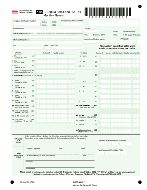 District of Columbia 2005 Sales and Use Tax Monthly Return