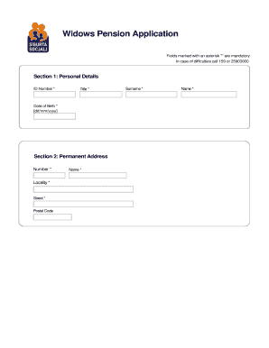 Widows Pension Application Form
