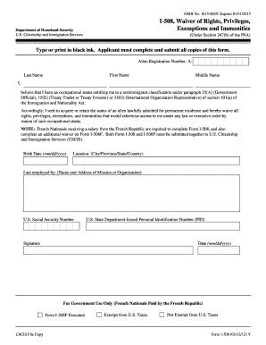 Form I-508 Waiver of Rights and Privileges