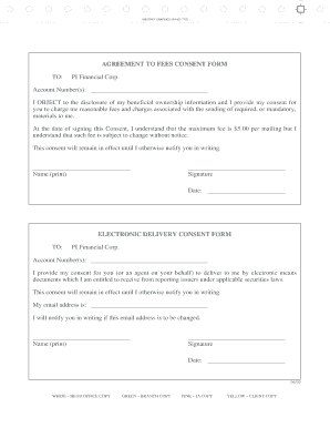 PI Financial Corp. Fee and Electronic Delivery Consent Form