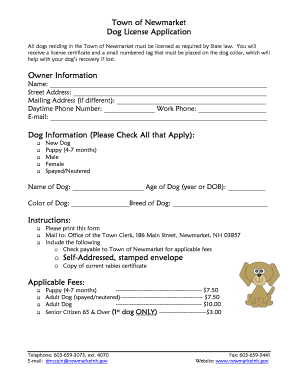 Newmarket Dog License Application