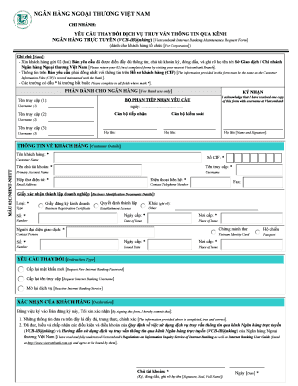 Vietcombank Internet Banking Maintenance Request Form