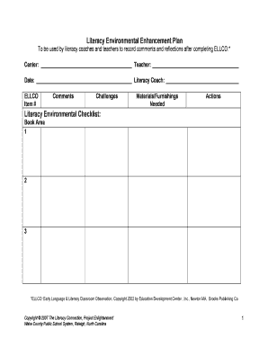 ELLCO Literacy Environmental Enhancement Plan