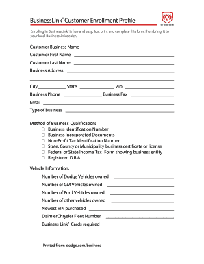 BusinessLink Customer Enrollment Form