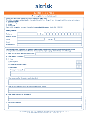Cancer Claim Form