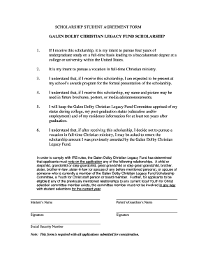 scholarship terms and conditions template