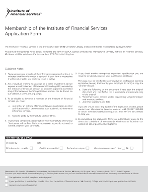 Institute of Financial Services Membership Application Form