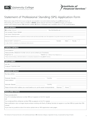 Statement of Professional Standing Application Form