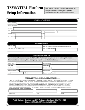 Probill Software Gateway Account Setup Form