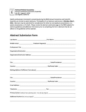 NMA Annual Convention Abstract Submission Form