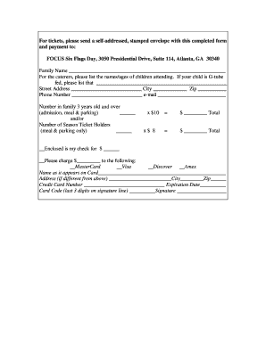 Focus Six Flags Day Ticket Order Form