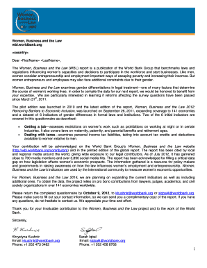 Women Business and the Law Survey