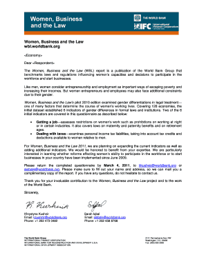 Women Business and the Law Survey