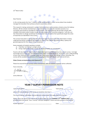 Ltr to Parents re Year 7 Survey - Marist Sisters College - mscw nsw edu
