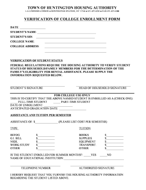 Verification of College Enrollment Form