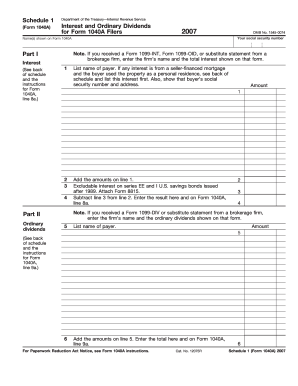 Schedule 1 Form 1040A