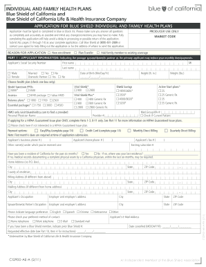 Blue Shield California Health Plan Application