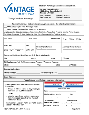 Medicare Advantage Enrollment Election Form