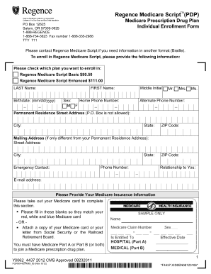 Regence Medicare Script Enrollment Form