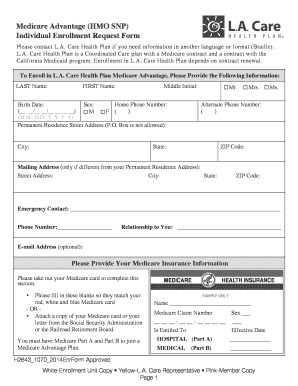 Medicare Advantage HMO SNP Enrollment Form