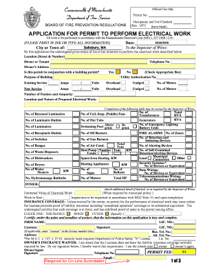 Massachusetts Electrical Work Permit Application