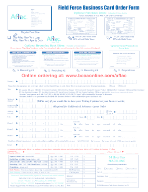 Aflac Business Card Order Form
