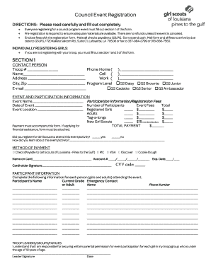 Girl Scouts Event Registration Form