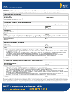 Change of Supervising Registered Training Organisation Form