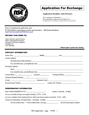 National Student Exchange Application Form
