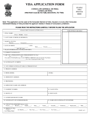 India Visa Application Form