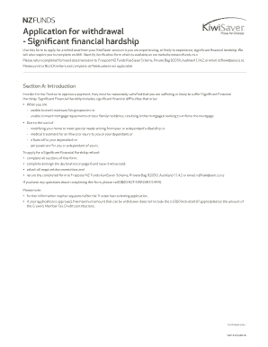 KiwiSaver Financial Hardship Withdrawal Application