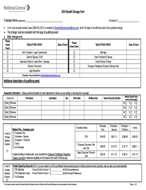 2016 Employee Benefit Change Form