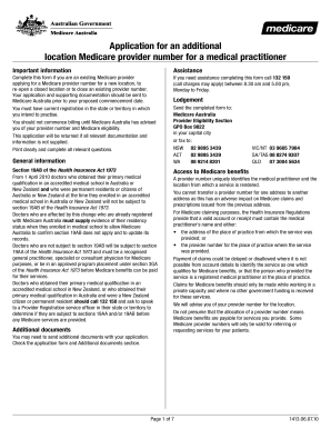 Medicare Provider Number Application