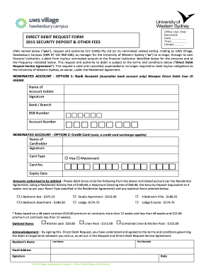 UWS Village Direct Debit Request Form