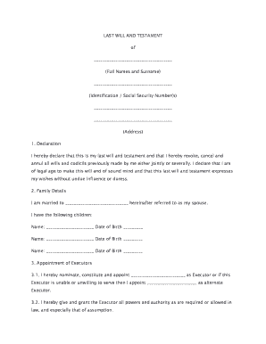 Last Will and Testament