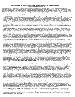 Colorado Adventure Center Liability Waiver
