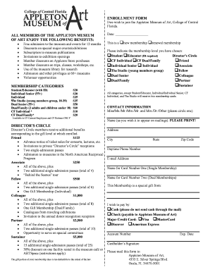 Appleton Museum of Art Membership Enrollment Form