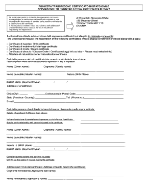 Vital Certificate Registration Request