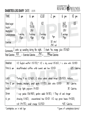 Diabetes Log Diary
