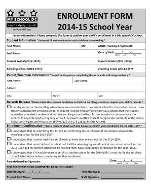My School DC Enrollment Form