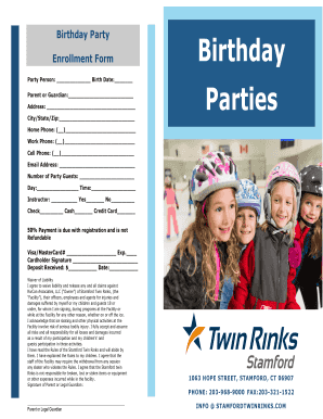 Birthday Party Enrollment Form