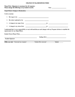 Change of Major/Minor Form