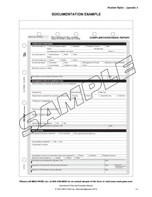 Resident Rights Complaint Grievance Form