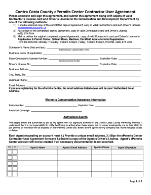 Contra Costa County Contractor User Agreement