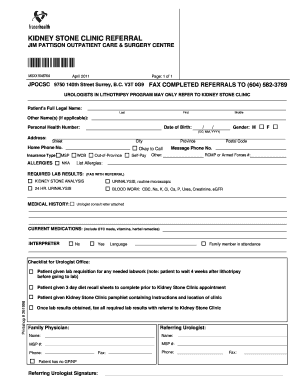 Kidney Stone Clinic Referral Form