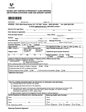 Nausea and Vomiting in Pregnancy Clinic Referral Form