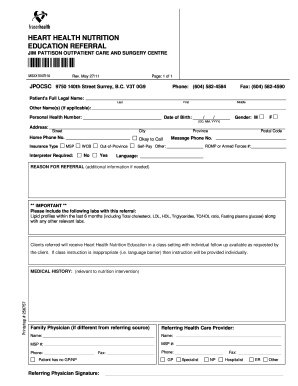 Heart Health Nutrition Education Referral Form