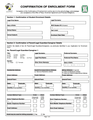 Confirmation of Enrolment Form