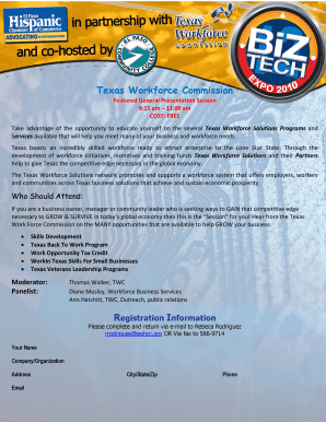 Texas Workforce Commission Presentation Registration
