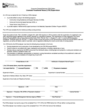 Form 1747-LVN for LVN Supervision